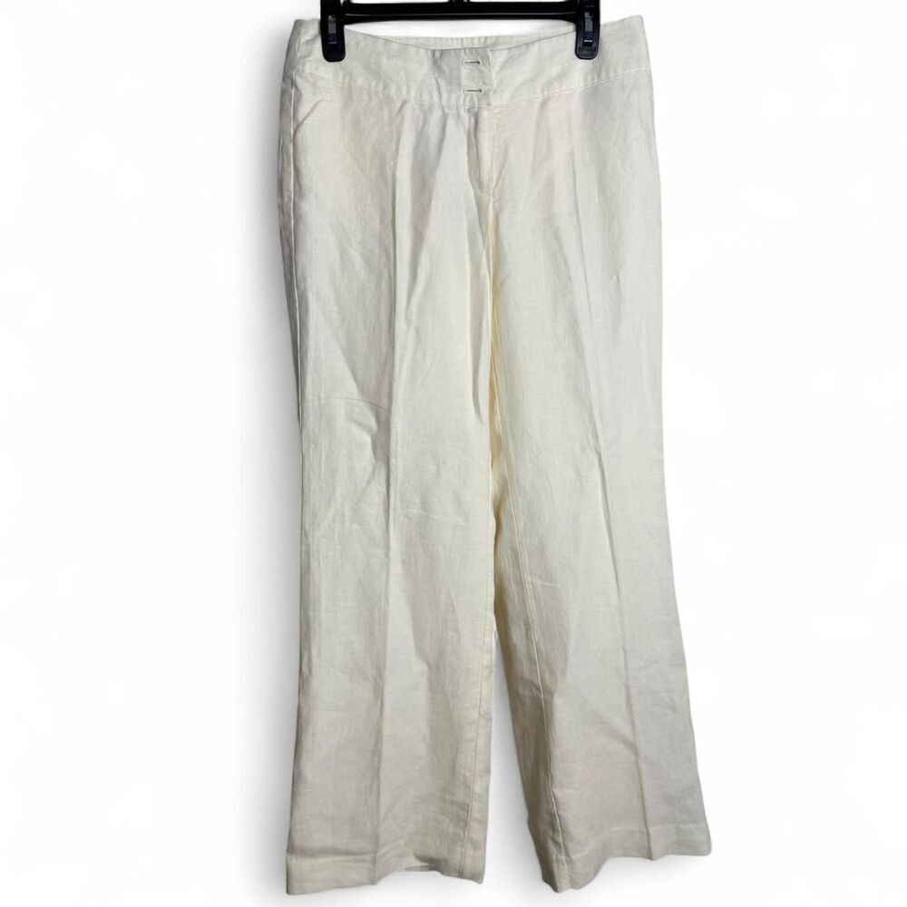 J jill Women's Ivory Trousers Linen Size 6 NEW Natural Fibers Neutral Minimalism